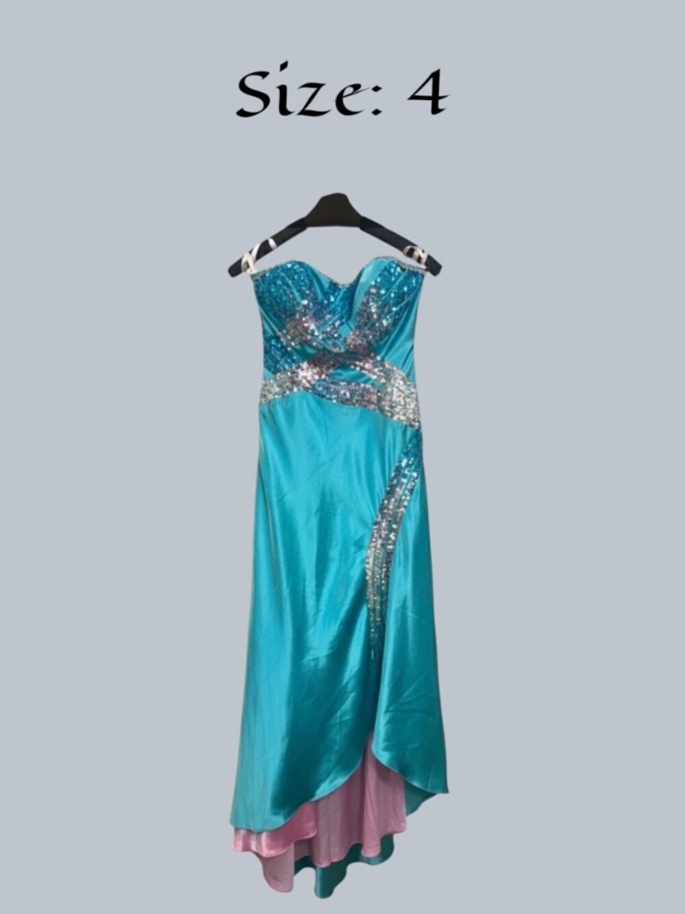 Party Time Turquoise and Pink Sequin Strapless Sweetheart Asymmetrical Formal Dr